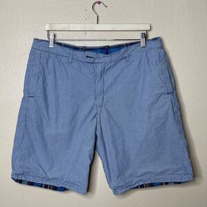 Tommy Bahama Shorts Mens 36 Reversible Chino Blue Plaid Stripes Relax Cotton